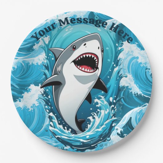 Assiettes En Carton Rejoignez-nous pour un requin mordant (Devant)