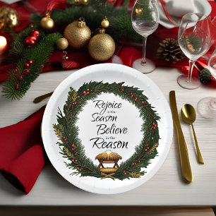 Assiettes En Carton Réjouissez-vous et croyez à la nativité