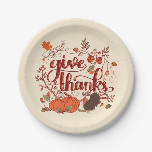 Assiettes En Carton Remercie la récolte d'automne, Turquie Thanksgivin (Devant)