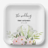 Assiettes En Carton Remerciement Mariage Gentil Lys Calla Blanc Roses (Recto)