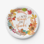 Assiettes En Carton Remerciements à la couronne d'automne (Devant)