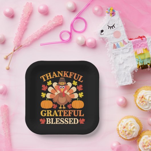 Assiettes En Carton Remerciements à la Turquie béni Thanksgiving (Fête)