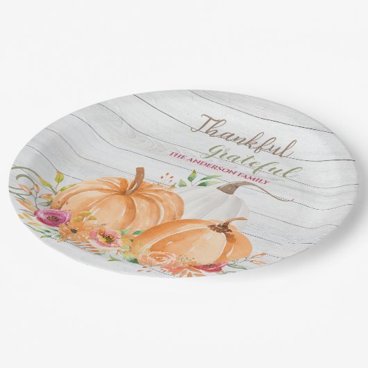 Assiettes En Carton Remerciements | Aquarelle Citrouille automne autom (Angle)