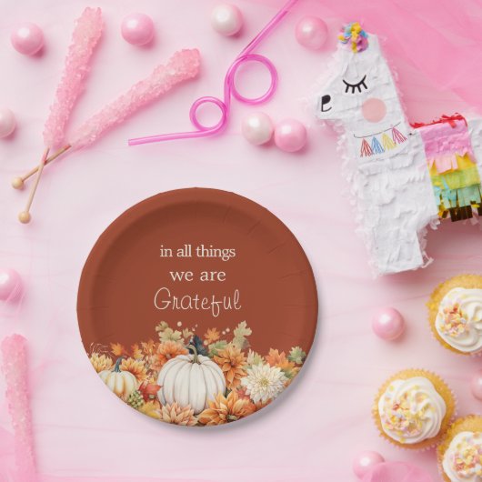 Assiettes En Carton Remerciements Citrouille d'Action de grâces Feuill (Fête)