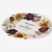 Assiettes En Carton Remerciements de mariage floral automnal rustique (Angle)