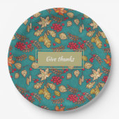 Assiettes En Carton Remerciements Pays Motif Feuille Thanksgiving (Devant)