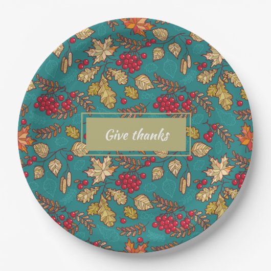 Assiettes En Carton Remerciements Pays Motif Feuille Thanksgiving (Devant)