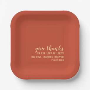 Assiettes En Carton Remercier Bible Écriture Orange Thanksgiving