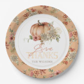 Assiettes En Carton Remercier Citrouille & White Dahlia Thanksgiving (Devant)