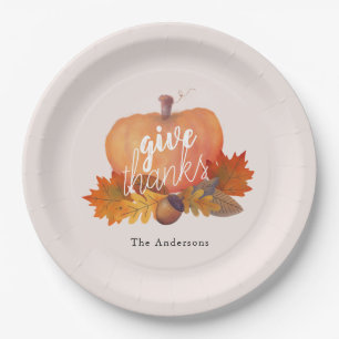 Assiettes En Carton Remercier les feuilles d'automne Citrouilles de ro