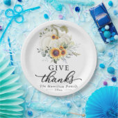 Assiettes En Carton Remercier Sunflowers White Citrouille Thanksgiving (Fête)