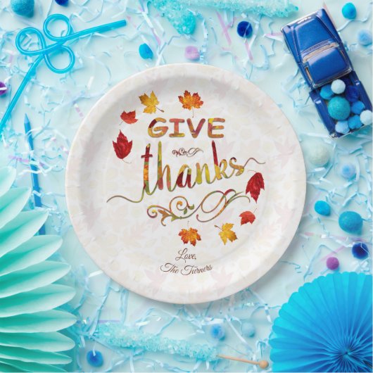 Assiettes En Carton Remerciez Les Feuilles D'Automne Thanksgiving Mono (Fête)