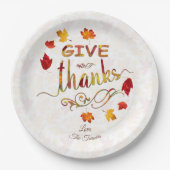 Assiettes En Carton Remerciez Les Feuilles D'Automne Thanksgiving Mono (Devant)