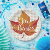 Assiettes En Carton Remerciez Rustic Fall Orange Leaf & Plaid (Fête)