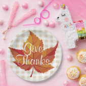 Assiettes En Carton Remerciez Rustic Fall Orange Leaf & Plaid (Fête)