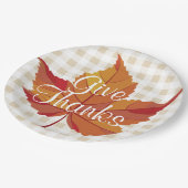 Assiettes En Carton Remerciez Rustic Fall Orange Leaf & Plaid (Angle)