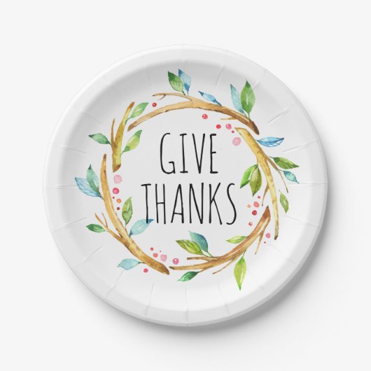 Assiettes En Carton Remerciez texto mignon Thanksgiving Wreath (Devant)