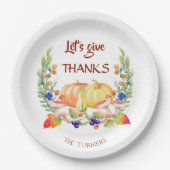 Assiettes En Carton Remercions Fall Wreath Citrouille Thanksgiving (Devant)