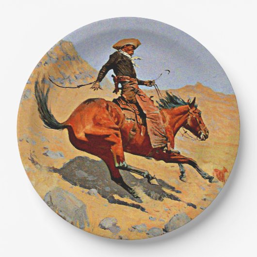 Assiettes En Carton Remington - Le Cowboy, célèbre tableau (Devant)