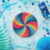 Assiettes En Carton Remous coloré d'arc-en-ciel (Fête)