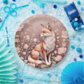 Assiettes En Carton Renard Avec Flore Rose Rêvé (Fête)