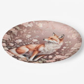Assiettes En Carton Renard Avec Flore Rose Rêvé (Angle)