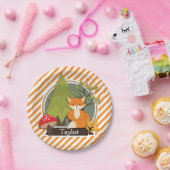 Assiettes En Carton Renard des bois; bandes orange et blanches (Fête)
