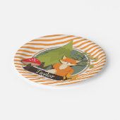Assiettes En Carton Renard des bois; bandes orange et blanches (Angle)