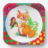 Assiettes En Carton renard et papillon (Recto)