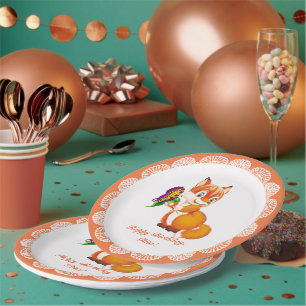 Assiettes En Carton renard et papillon
