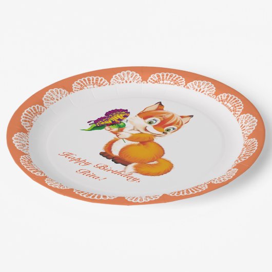 Assiettes En Carton renard et papillon (Angle)