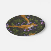 Assiettes En Carton Renard, fleurs et lierre, vert, orange et viole (Angle)