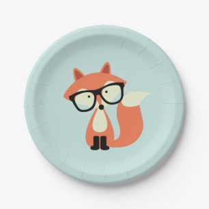 Assiettes En Carton Renard rouge Hipster