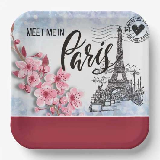 Assiettes En Carton Rencontrez-moi dans Paris Papier Plaque (Recto)