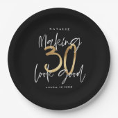 Assiettes En Carton Rendre 30 belle or fête d'anniversaire (Devant)