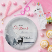 Assiettes En Carton Rennes dans l'Aquarelle gris sauvage Noël (Fête)