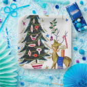 Assiettes En Carton Rennes de Noël rétro et fête des arbres (Fête)