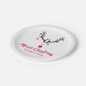 Assiettes En Carton rennes de Noël rouge blanc moderne (Angle)