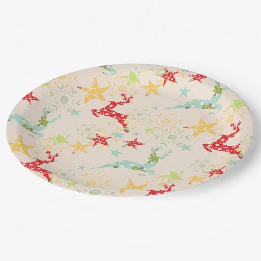 Assiettes En Carton Rennes, étoiles et flocons de neige (Angle)