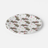 Assiettes En Carton Rennes rouges, vertes et blanches (Angle)