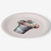 Assiettes En Carton Renoncule dans un seau en fer-blanc Glamour rustiq (Angle)