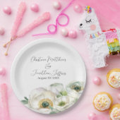 Assiettes En Carton Renoncules blanches aquarelles romantiques (Fête)