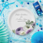 Assiettes En Carton Renoncules violettes et blanches aquarelles romant (Fête)