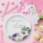 Assiettes En Carton Renoncules violettes et blanches aquarelles romant (Fête)