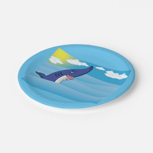Assiettes En Carton Requin Dans L'Océan (Angle)
