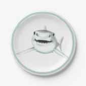 Assiettes En Carton requin d'aquarelle souriant gris vert vert animal  (Devant)