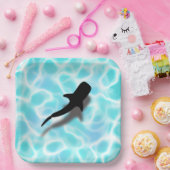 Assiettes En Carton Requin de baleine avec plage tropicale ombragée (Fête)