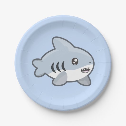 Assiettes En Carton Requin de Kawaii (Devant)
