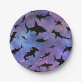 Assiettes En Carton requin de l'ombre baleine sur galaxie en pente (Devant)