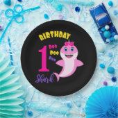 Assiettes En Carton Requin mignon 1er anniversaire  (Fête)